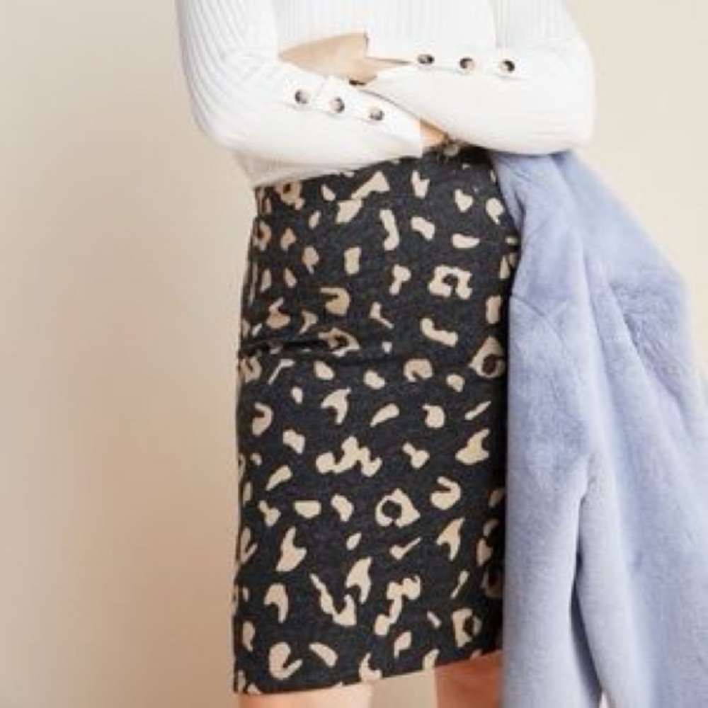 NWT Anthropologie Maeve Delphine sweater knit animal print pencil skirt - Picture 2 of 8